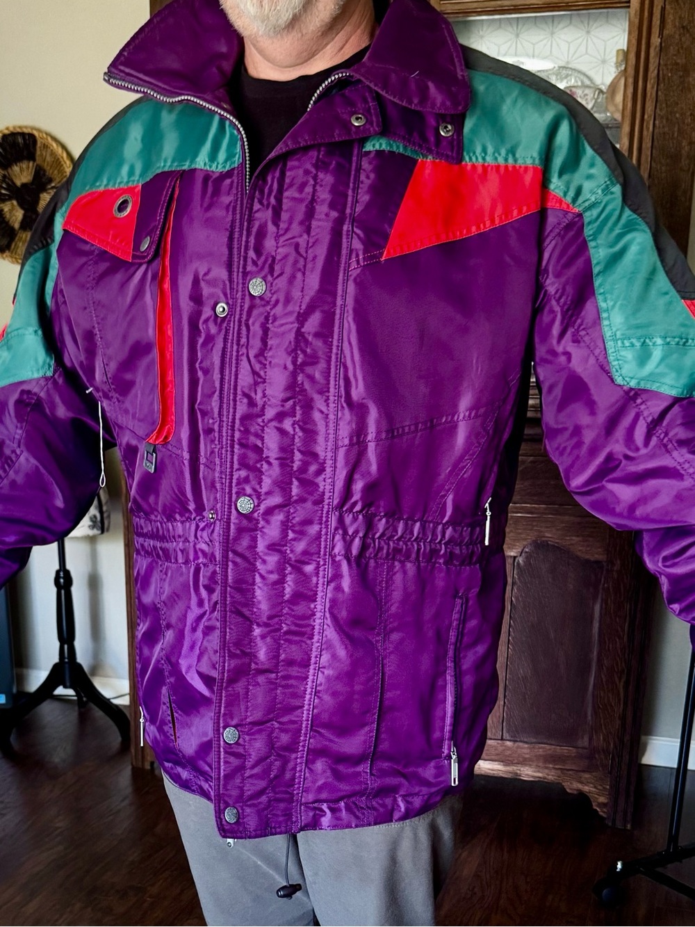 Spyder Colorblock Ski Jacket in Purple with Teal and Red Accents - Picture 3 of 14